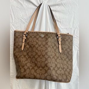 Coach tote- brown/ tan logo. EUC very clean not stains or signs of wear